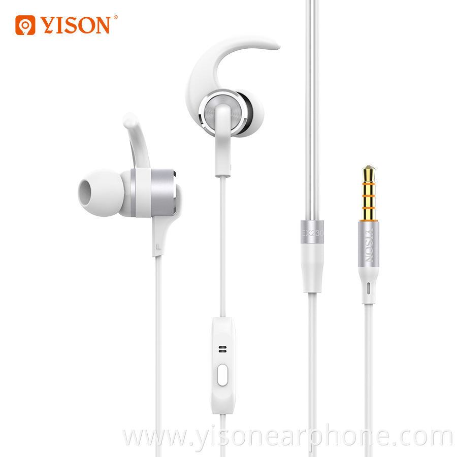 Yison EX230 in ear wired earphone for sport wired bass earphone with microphone for OEM